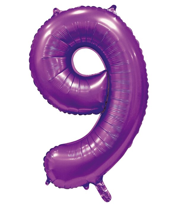 Paarse Cijferballon '9' (86cm)