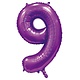 Paarse Cijferballon '9' (86cm)