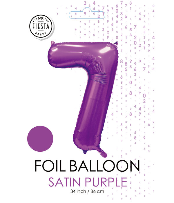 Paarse Cijferballon '7' (86cm)