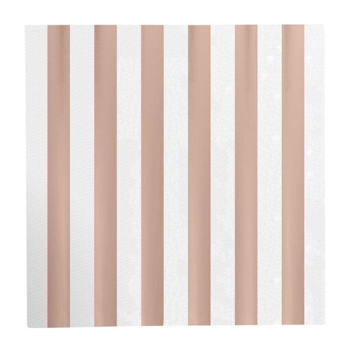 Servetten Rose Goud/Wit Gestreept Chique (20st)