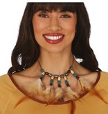 Halsketting Indiaan met Veren Adahy