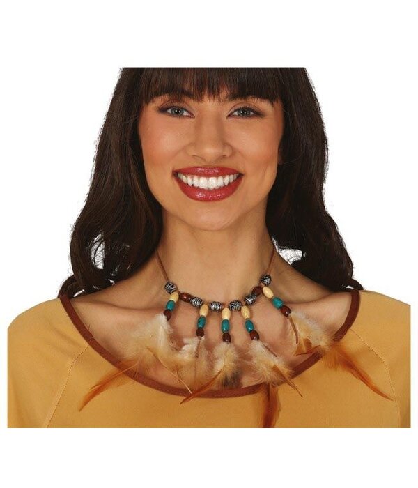 Halsketting Indiaan met Veren Adahy