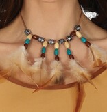 Halsketting Indiaan met Veren Adahy