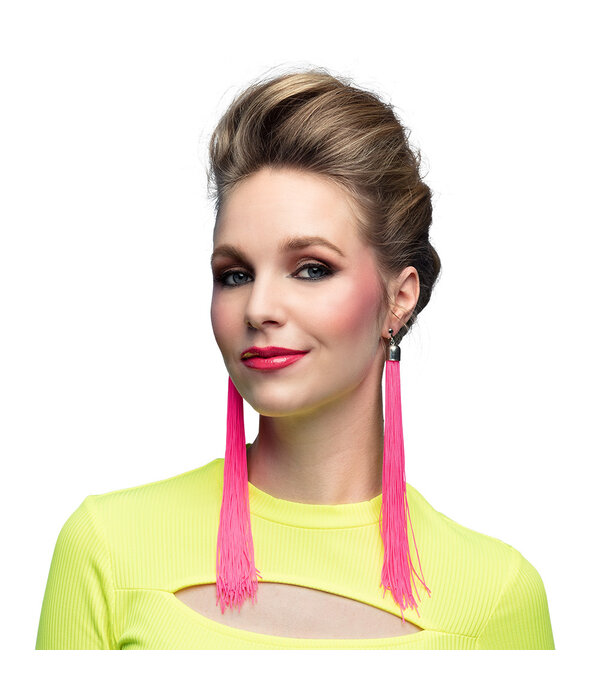 Festival Oorbellen Neon Roze (20cm)