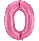 Folieballon Cijfer 0 Metallic Mat Roze (86cm)