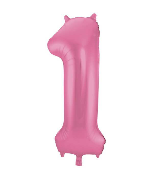 Folieballon Cijfer 1 Metallic Mat Roze (86cm)