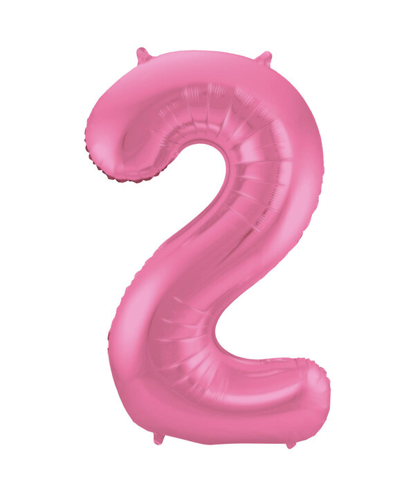 Folieballon Cijfer 2 Metallic Mat Roze (86cm)