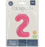 Folieballon Cijfer 2 Metallic Mat Roze (86cm)
