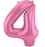 Folieballon Cijfer 4 Metallic Mat Roze (86cm)
