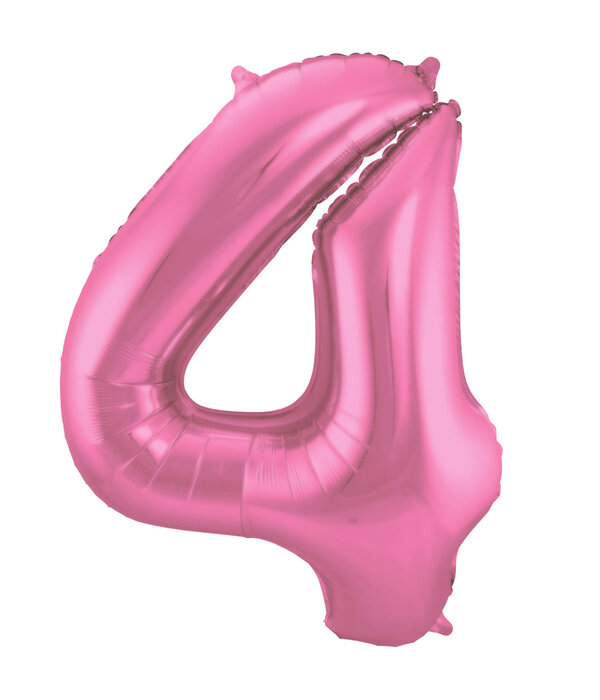 Folieballon Cijfer 4 Metallic Mat Roze (86cm)