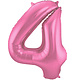 Folieballon Cijfer 4 Metallic Mat Roze (86cm)