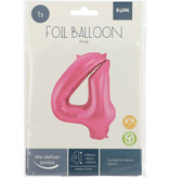 Folieballon Cijfer 4 Metallic Mat Roze (86cm)