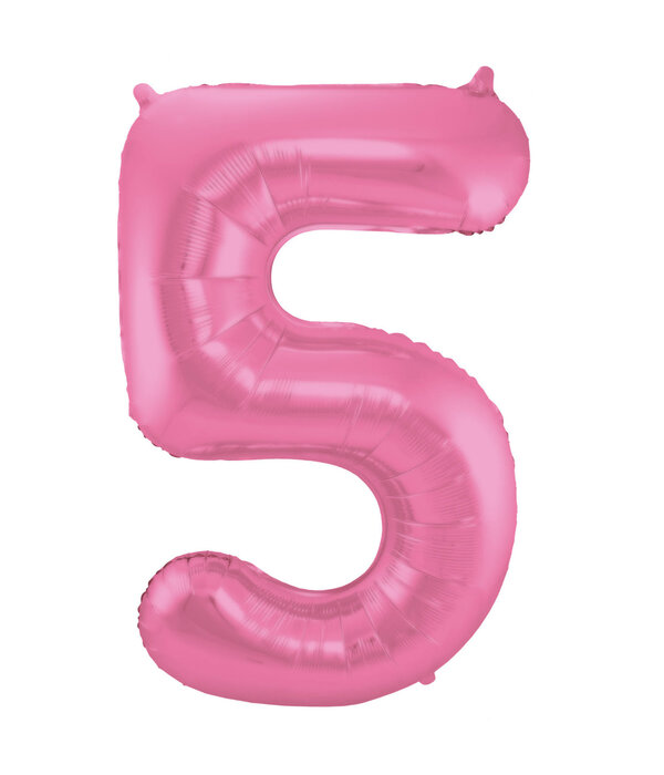 Folieballon Cijfer 5 Metallic Mat Roze (86cm)
