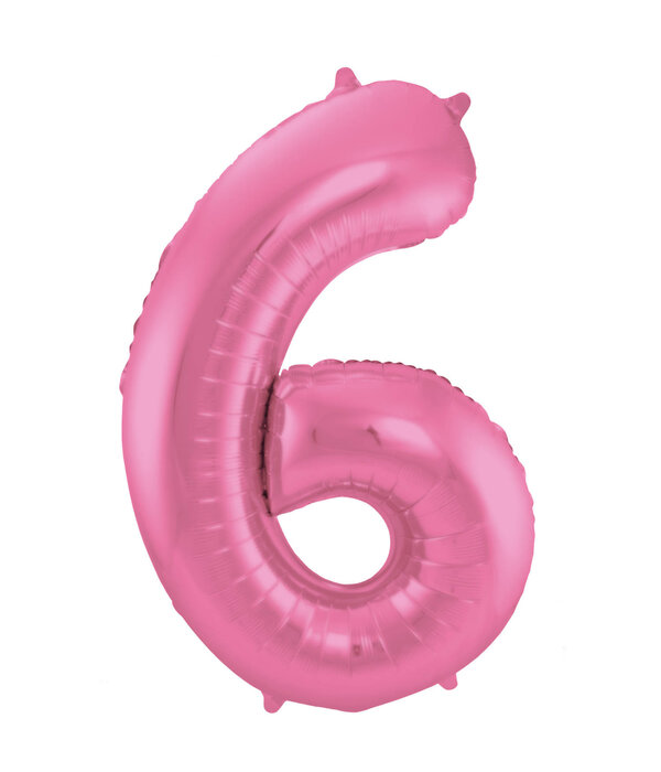 Folieballon Cijfer 6 Metallic Mat Roze (86cm)