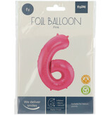 Folieballon Cijfer 6 Metallic Mat Roze (86cm)