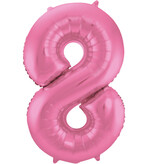Folieballon Cijfer 8 Metallic Mat Roze (86cm)