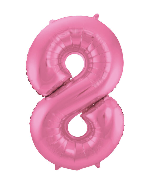 Folieballon Cijfer 8 Metallic Mat Roze (86cm)