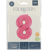 Folieballon Cijfer 8 Metallic Mat Roze (86cm)