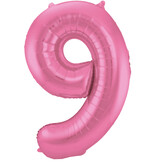 Folieballon Cijfer 9 Metallic Mat Roze (86cm)