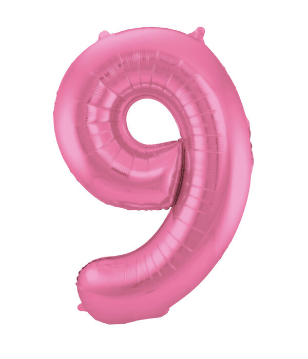Folieballon Cijfer 9 Metallic Mat Roze (86cm)