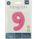Folieballon Cijfer 9 Metallic Mat Roze (86cm)