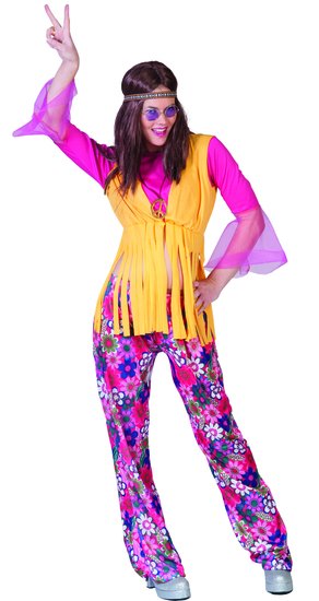 Hippie kostuum dames 3-delig afbeelding