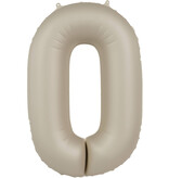 0 jaar folieballon Creamy Latte Mat Nude (86cm)