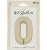 0 jaar folieballon Creamy Latte Mat Nude (86cm)