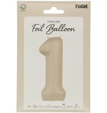 1 jaar folieballon Creamy Latte Mat Nude (86cm)