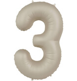 3 jaar folieballon Creamy Latte Mat Nude (86cm)