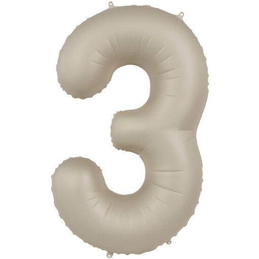 3 jaar folieballon Creamy Latte Mat Nude (86cm)