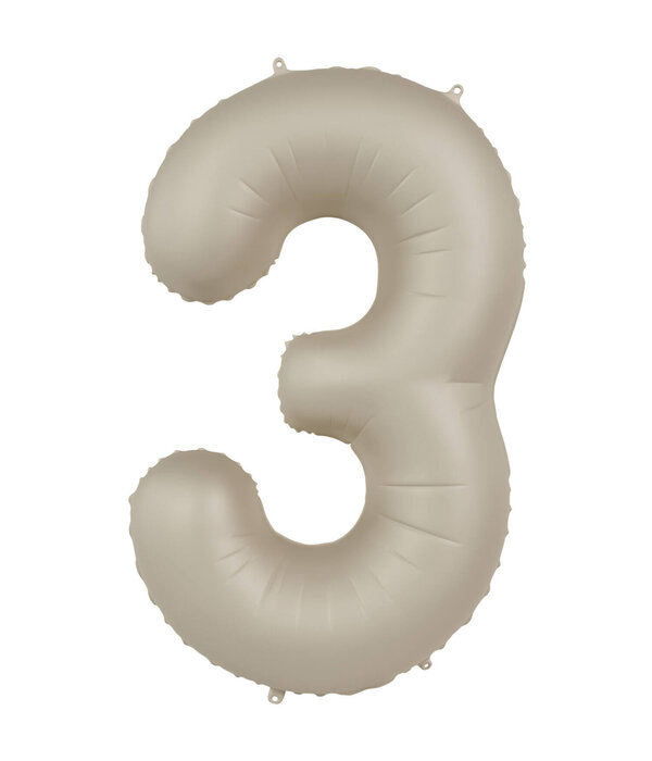 3 jaar folieballon Creamy Latte Mat Nude (86cm)