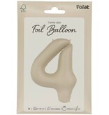 4 jaar folieballon Creamy Latte Mat Nude (86cm)