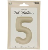 5 jaar folieballon Creamy Latte Mat Nude (86cm)