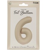 6 jaar folieballon Creamy Latte Mat Nude (86cm)