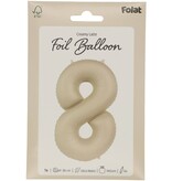 8 jaar folieballon Creamy Latte Mat Nude (86cm)