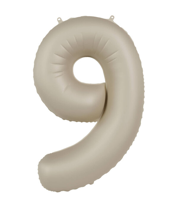 9 jaar folieballon Creamy Latte Mat Nude (86cm)