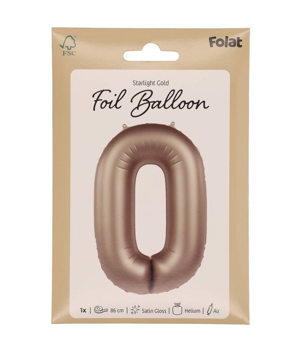 Folieballon Cijfer 0 Starlight Gold (86cm)
