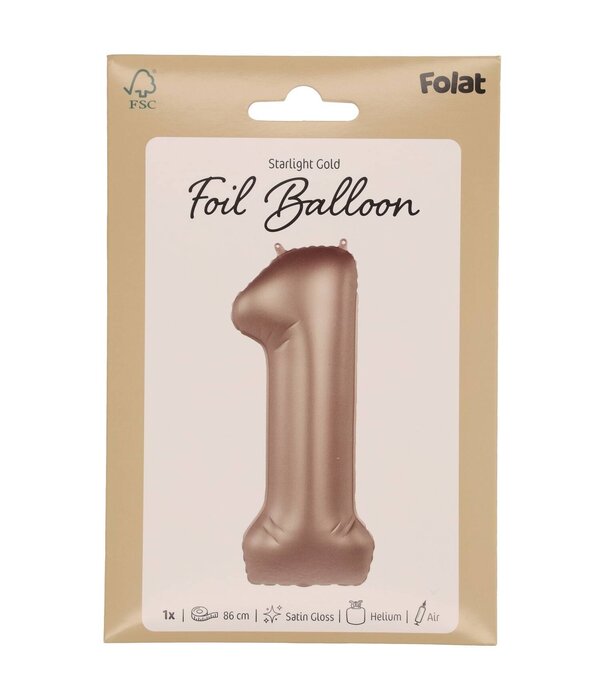 Folieballon Cijfer 1 Starlight Gold (86cm)
