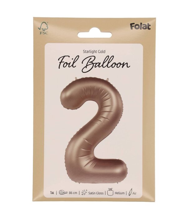 Folieballon Cijfer 2 Starlight Gold (86cm)