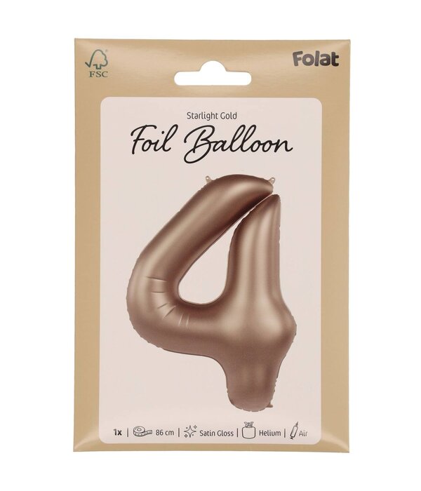 Folieballon Cijfer 4 Starlight Gold (86cm)
