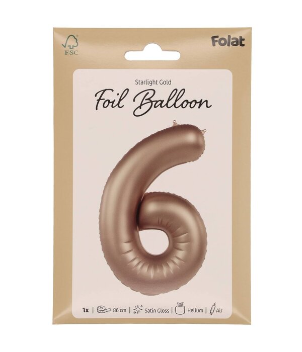 Folieballon Cijfer 6 Starlight Gold (86cm)