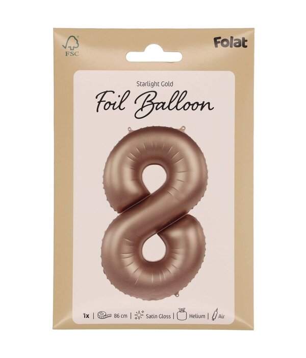 Folieballon Cijfer 8 Starlight Gold (86cm)