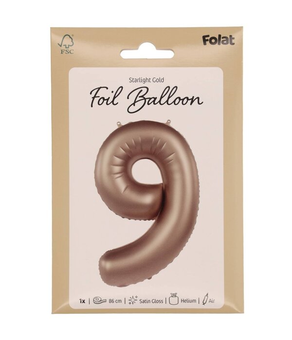 Folieballon Cijfer 9 Starlight Gold (86cm)