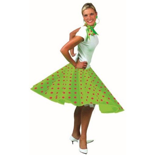 Rock and Roll rok met sjaaltje groen/roze