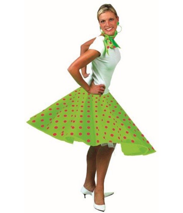 Rock and Roll rok met sjaaltje groen/roze