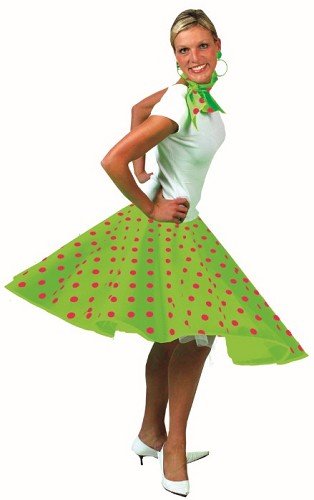 Rock and Roll rok met sjaaltje groen/roze afbeelding
