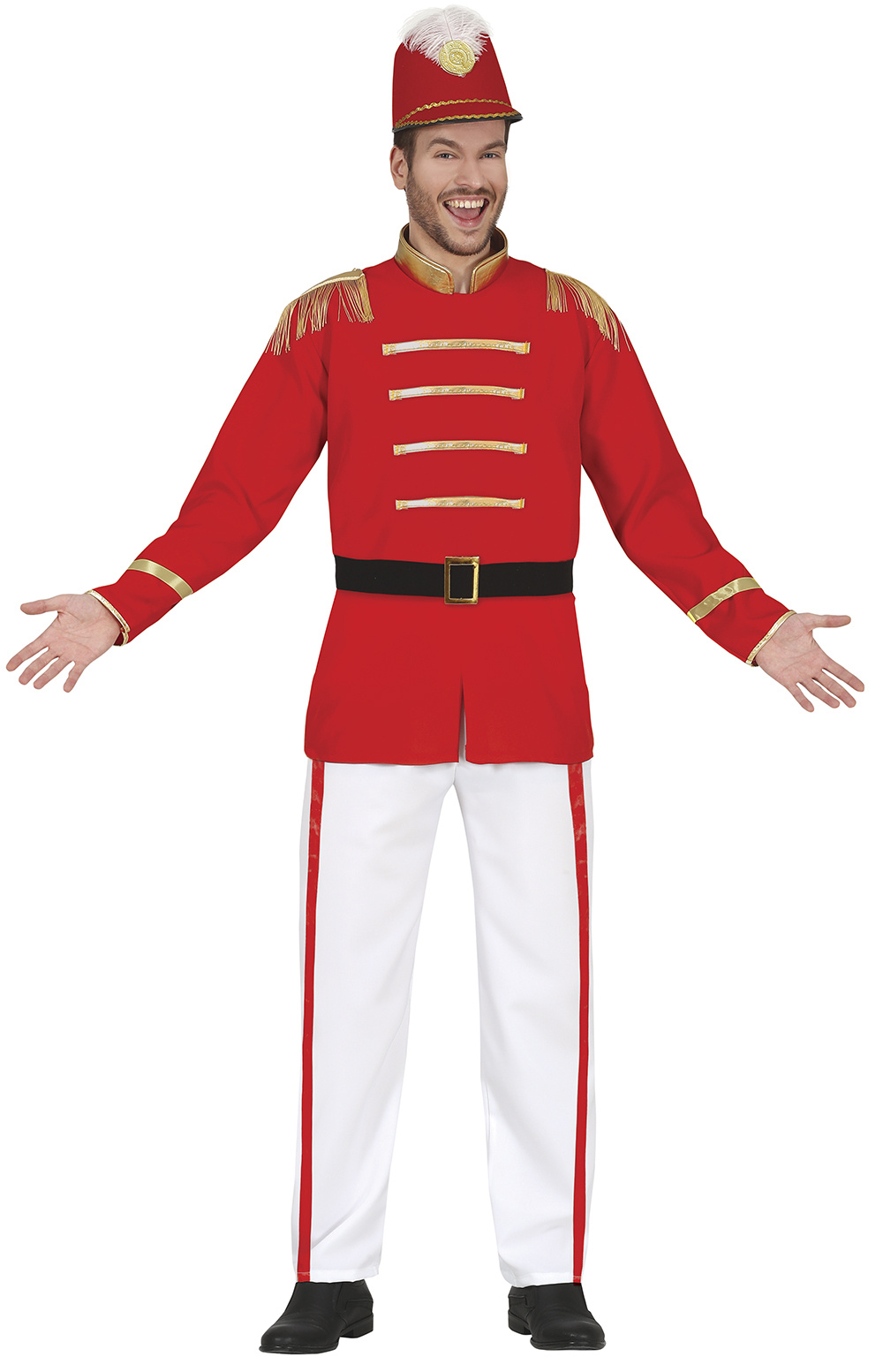 Guirca - Dans & Entertainment Kostuum - Frontman Van De Fanfare Kostuum - rood,wit / beige - Maat 52-54 - Carnavalskleding - Verkleedkleding