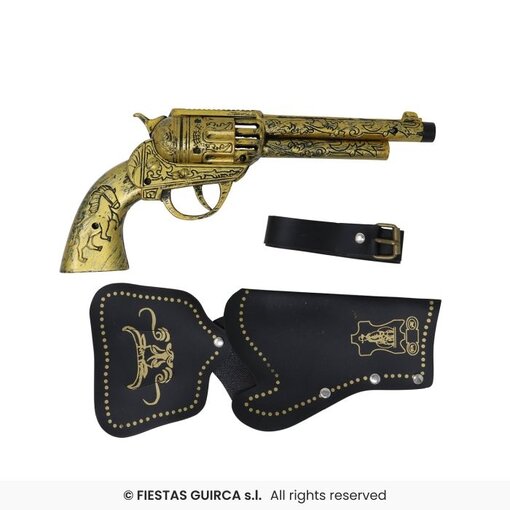 Revolver Met Holster Goud (29cm)