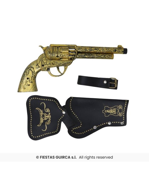 Revolver Met Holster Goud (29cm)